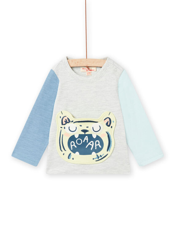 T-shirt gris chiné animation tigre bébé garçon NUMOTEE3 / 22SG10N1TMLJ920