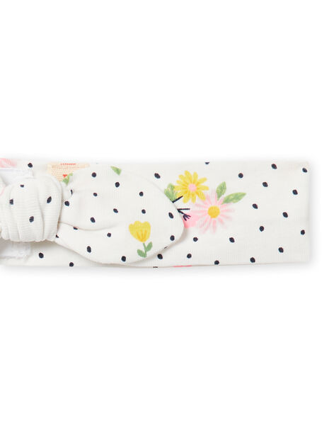 Bandeau écru à pois imprimé fleuri bébé fille NYISOBAN1 / 22SI09Q1BAN001