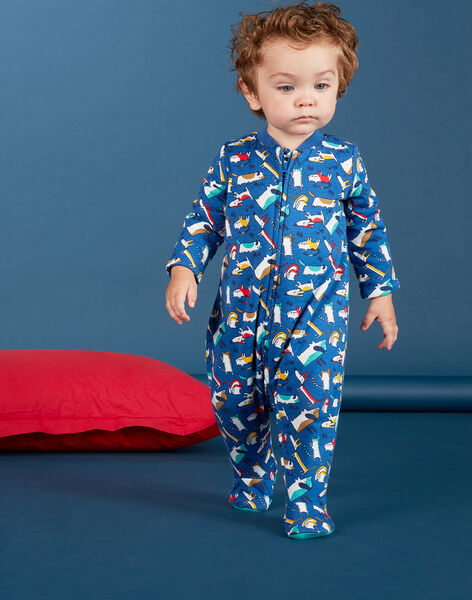 Grenouillere Layette Garcon Imprime Chiens Multicolores Soldes Bebe Dpam