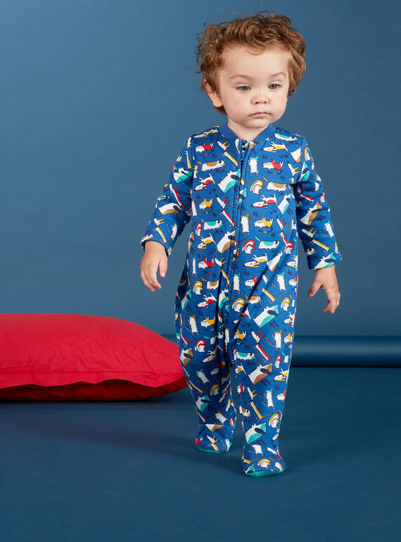 Grenouillère layette garçon imprimé chiens multicolores KEGAGRECAT / 20WH14C1GRE208