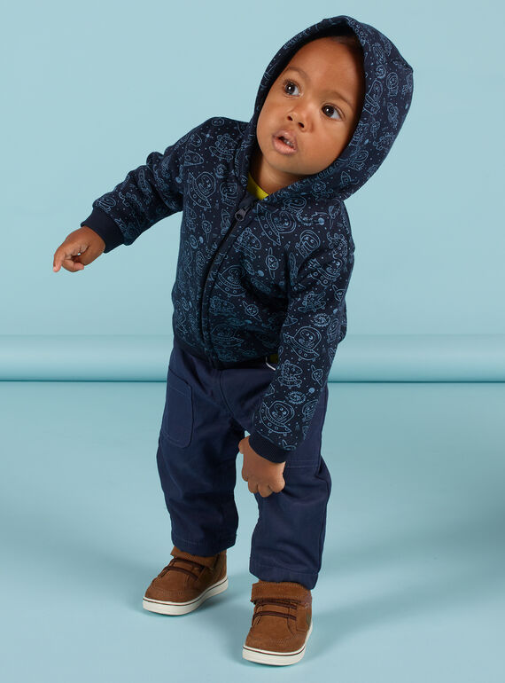 Gilet bleu noir imprimé espace bébé garçon MUPLAGIL / 21WG10O1GILC243