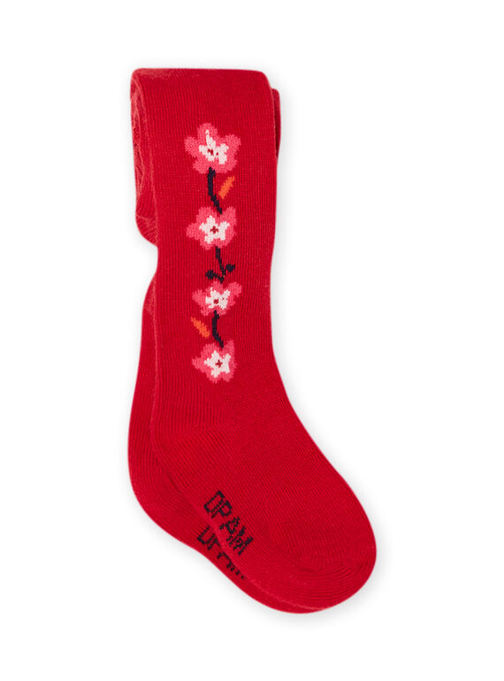 Collant grenat motifs fleuris bébé fille MYIFUNCOL / 21WI09M1COL511