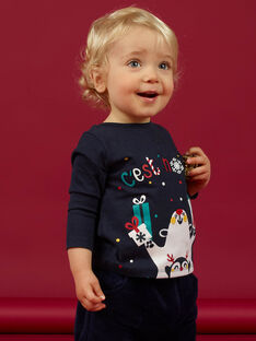 T-shirt bleu marine à motifs Noël fantaisie bébé garçon MUNOTEE / 21WG10Q1TML070
