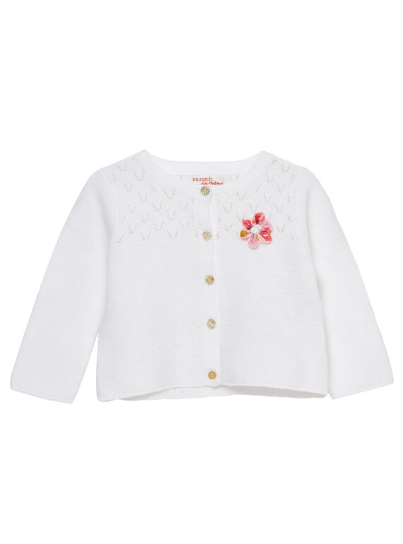 Cardigan ajouré écru bébé fille JIDUCAR / 20SG09O1CARA001