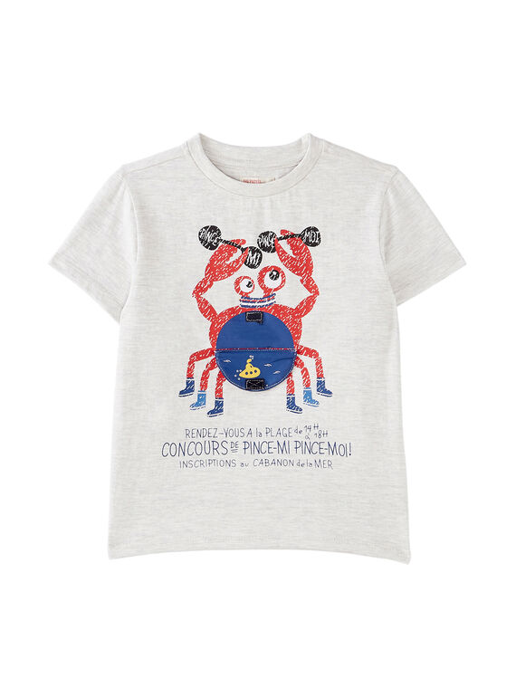 Tee shirt garçon manches courtes  gris chiné clair crabe JOCEATI2 / 20S902N2TMCJ920
