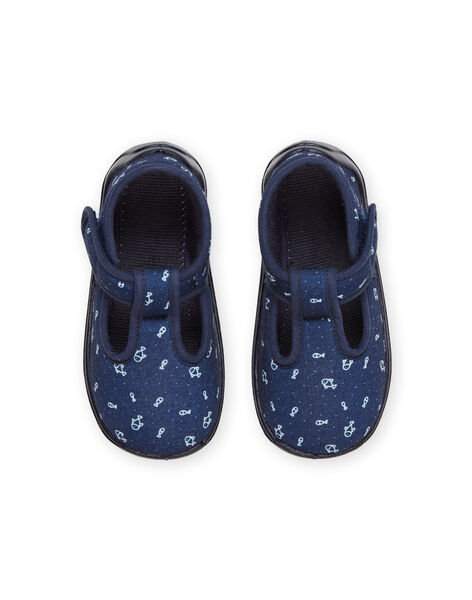 Chaussons forme salomé bleu marine à imprimé poissons RUPANTSEA / 23KK3842D0A070