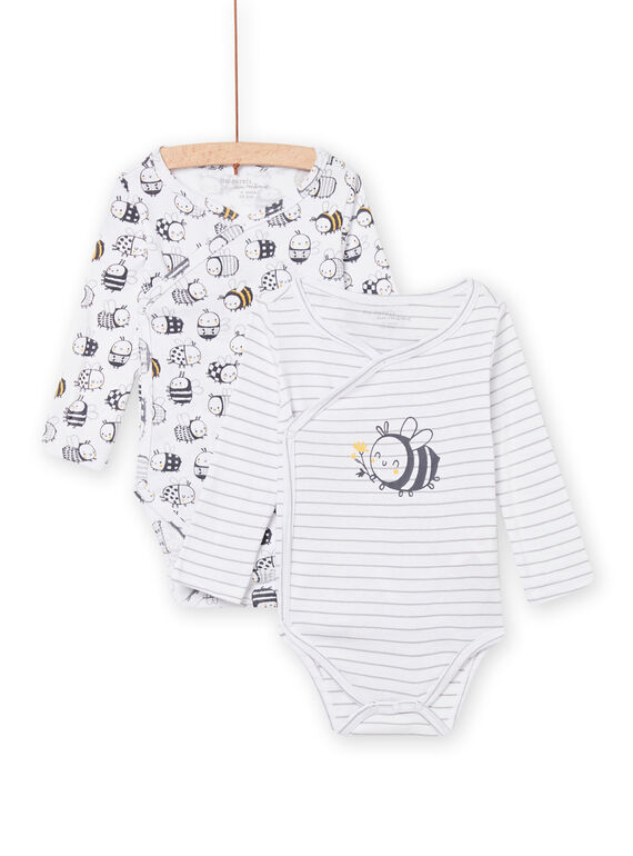 Lot de 2 bodys blancs abeille naissance garçon NOU1BOD2 / 22SF0442BDN000