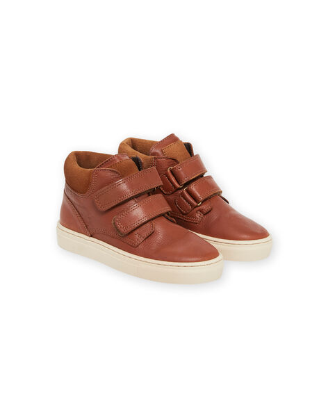 Baskets montantes en cuir lisse camel POBASGO / 22XK3671D3P804