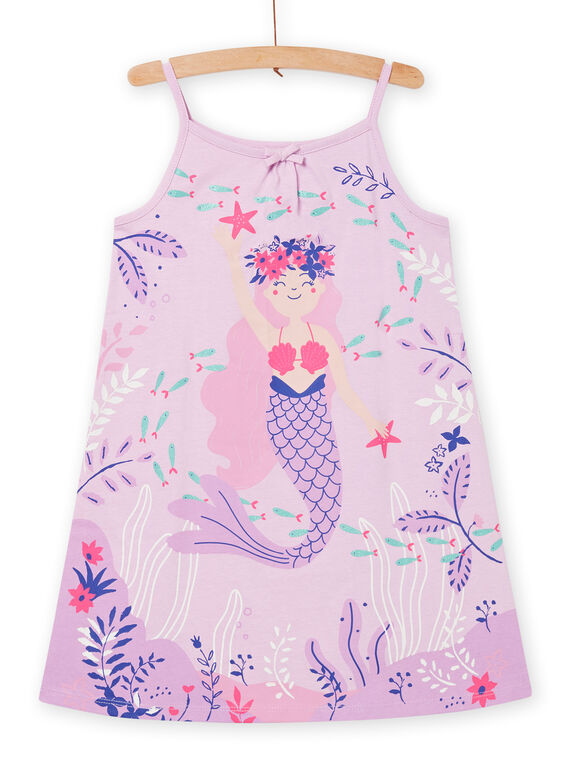 Chemise de nuit lilas à motifs sirène et fonds marins enfant fille NEFACHUSIR / 22SH11H1CHNH700