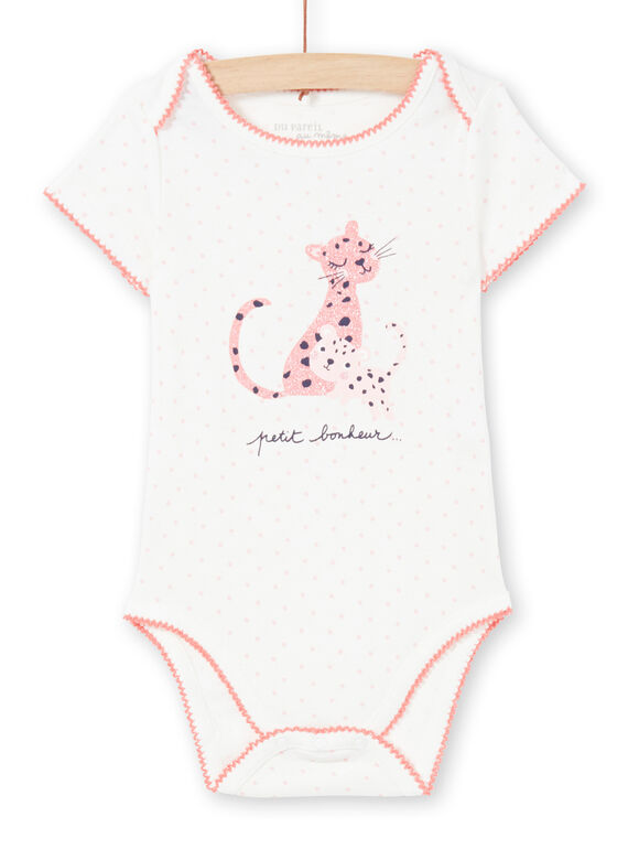 Body écru et rose bébé fille MEFIBODCAL / 21WH13B2BDL001