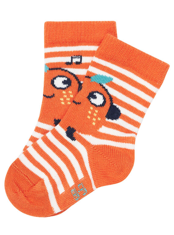 Chaussette bébé garçon rayée orange JYUVICHO1 / 20SI10D3SOQE400
