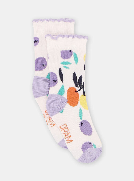 Chaussettes rose pâle à imprimé fruits bébé fille SYILINSOQ / 23WI09B2SOQ301