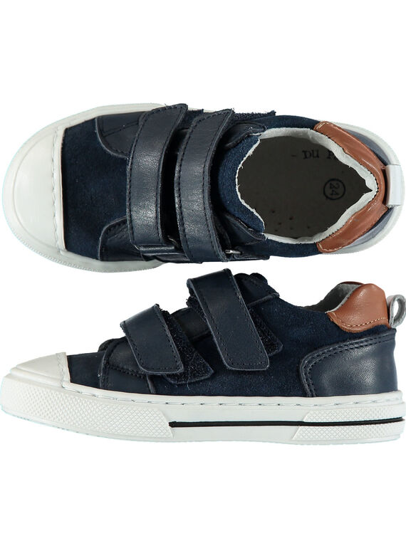Basket cuir marine enfant garçon  GGBASJO / 19WK36I9D3F070