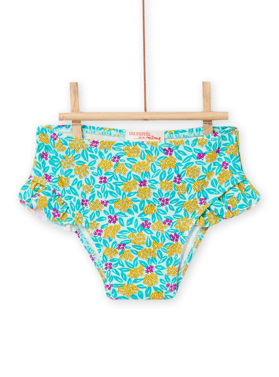 Culotte de bain turquoise à imprimé fleuri bébé fille NYIMER2EX / 22SI09L7MAI611