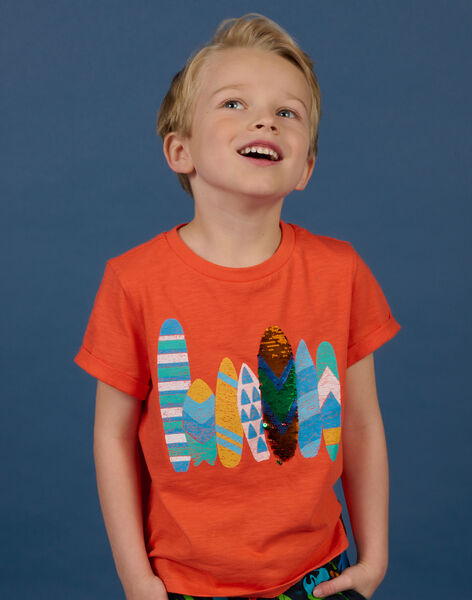 T-shirt orange à sequins réversibles enfant garçon NOWATI5 / 22S902V4TMC409