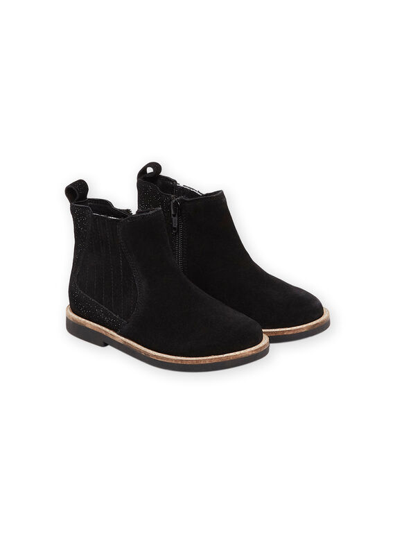 Chelsea boots cuir noir élastique fantaisie PABOOTBLACK / 22XK3573D0D090