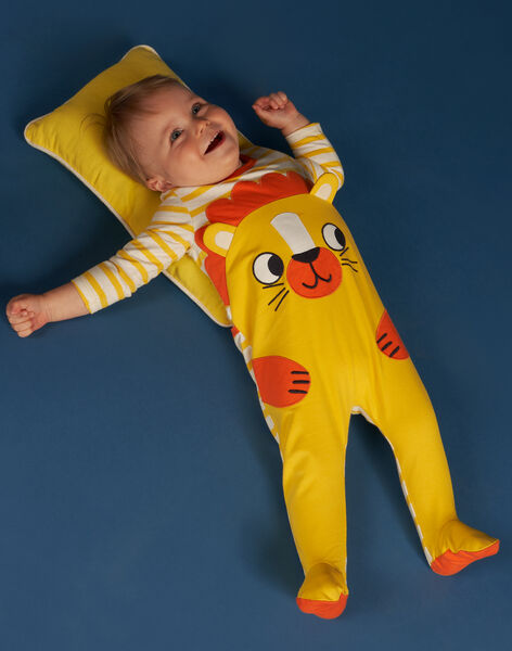 Grenouillère jaune à motif lion bébé garçon NEGAGRELIO / 22SH14G9GRE006