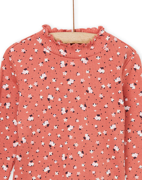 Sous-pull en maille côtelée à imprimé fleuri PIJOSOUPRIB4 / 22WG09C1SPLE415