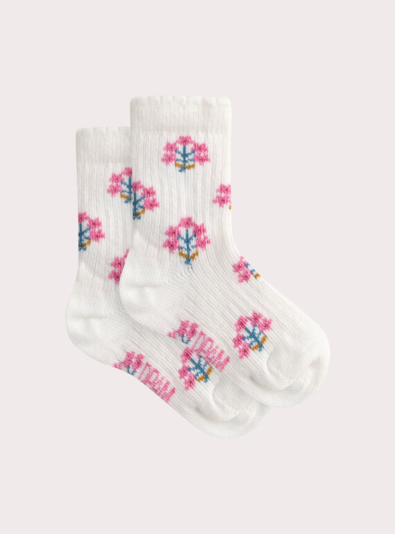Chaussettes côtelées fleuries pour bébé fille WYIJOSOQ8 / 25SI09M3SOQA001