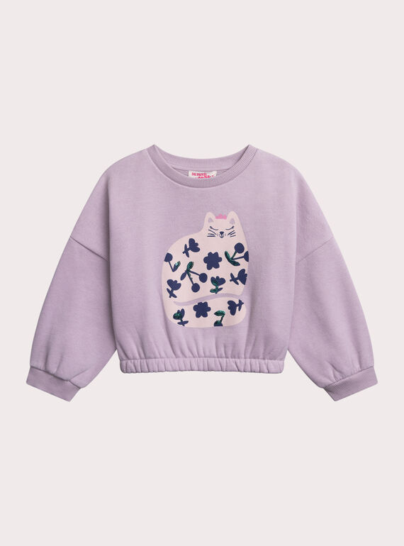 Sweat violet animation chat fille XABLUSWEA2 / 25W901N1SWEH707