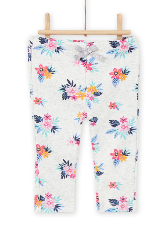 Jogging gris chiné imprimé fleuri bébé fille MIPLABAJOG / 21WG09O1JGBJ920