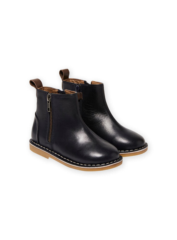 Chelsea boots bleu marine en cuir enfant garçon MOBOOTCHELSEA / 21XK3671D0D070