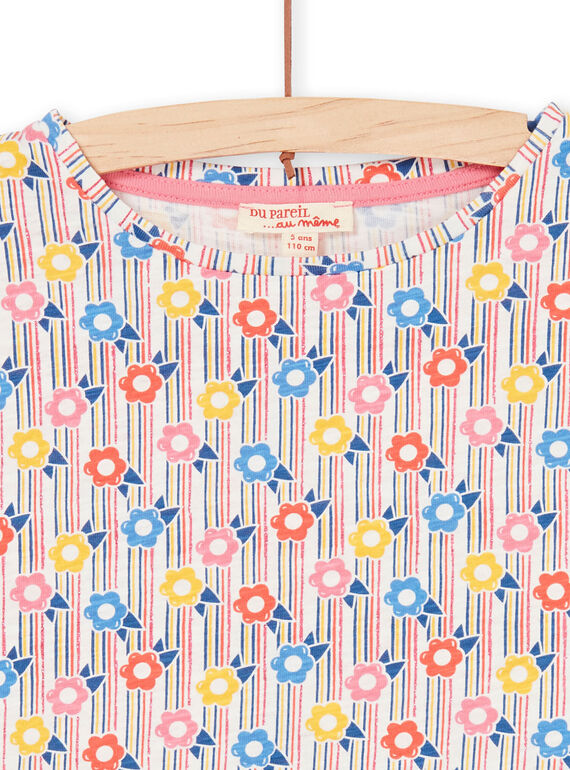 T-shirt à rayures colorées imprimé fleurs enfant fille LAHATI2 / 21S901X2TMC001