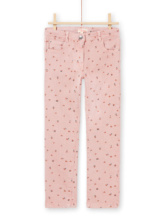 Pantalon rose imprimé fleuri enfant fille MAJOPANT2 / 21W90122PAN312