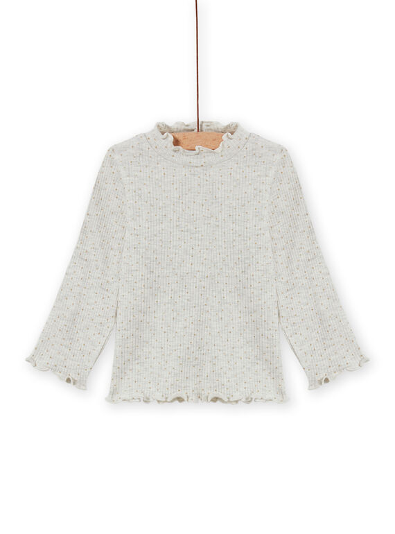 Sous-pull beige chiné côtelé bébé fille MIJOSOUPRIB4 / 21WG09N3SPLA011