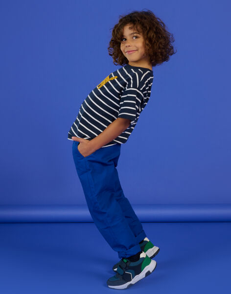 Pantalon bleu à taille élastique RONAUPAN / 23S902N1PANC238