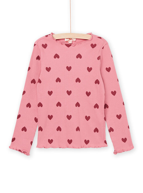 T-shirt manches longues rose en RIB PAJOUTEE6 / 22W901B4TMLD318