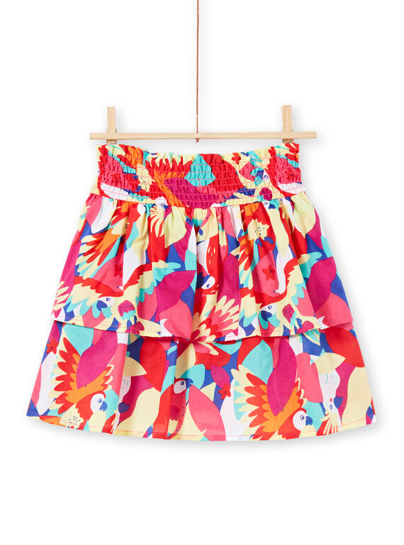 Jupe à smocks et volants et imprimé perroquet enfant fille JAMARJUP2 / 20S901P3JUP000