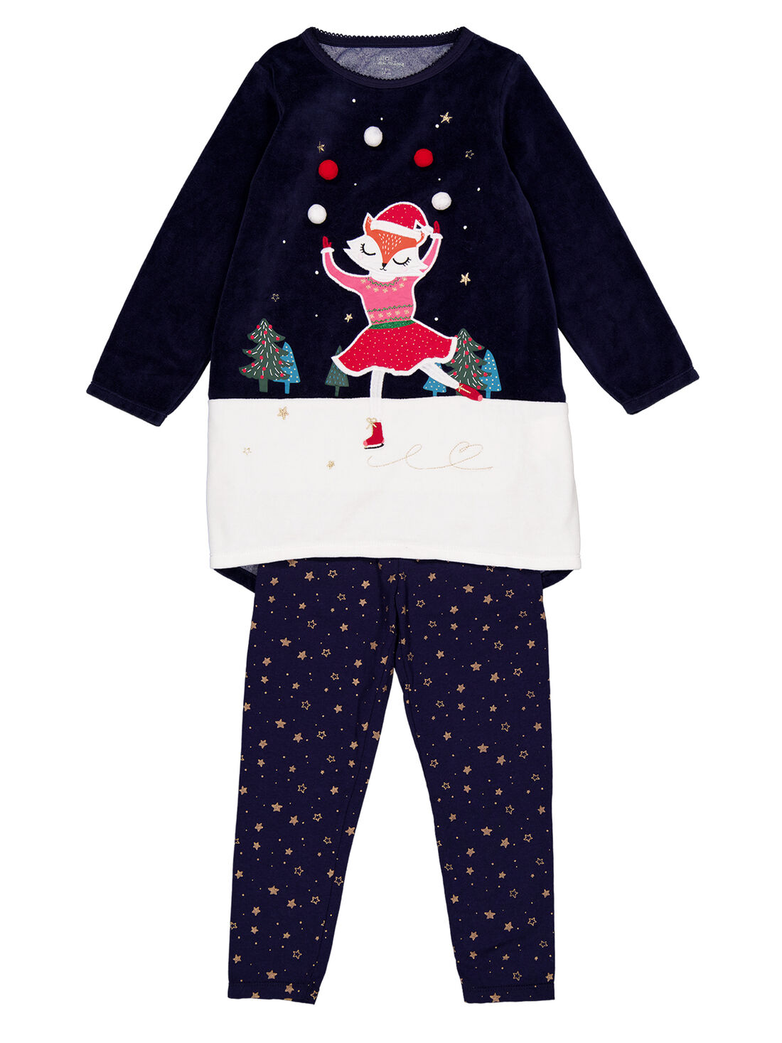 Chemise de nuit en velours et legging en jersey Noel enfant fille Enfant DPAM