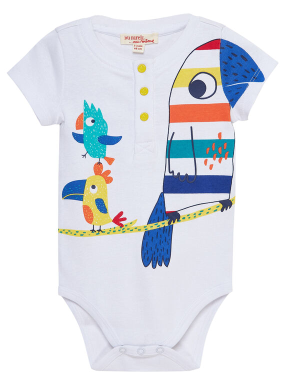 Body blanc manches courtes motifs oiseaux bébé garçon JUMARBOD / 20SG10P1BOD000
