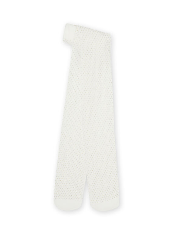 Collant écru à pois enfant fille NYASOCOL / 22SI01Q1COL001