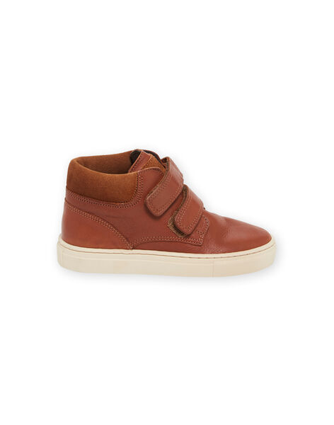 Baskets montantes en cuir lisse camel POBASGO / 22XK3671D3P804