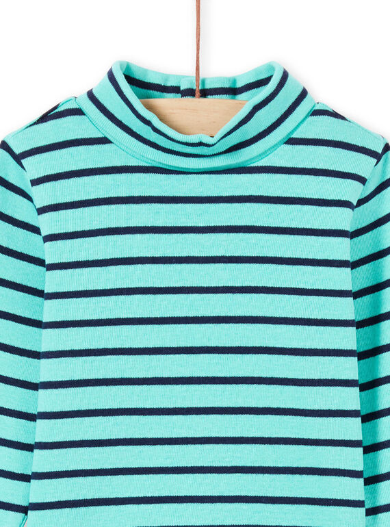 Sous-pull turquoise et bleu marine à rayures bébé garçon MUJOSOUP1 / 21WG10N2SPL209