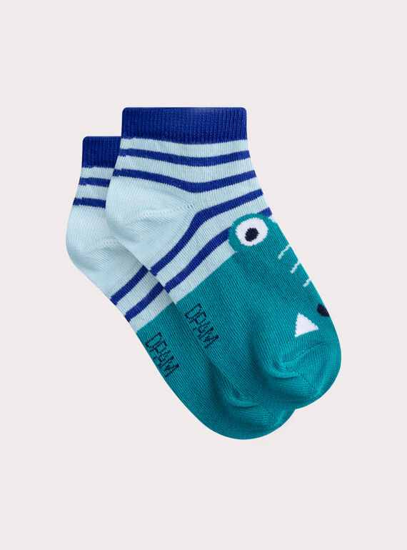 Socquettes bleues motif crocodile pour garçon WYOJOSOQ1 / 25SI02M2SOQ213