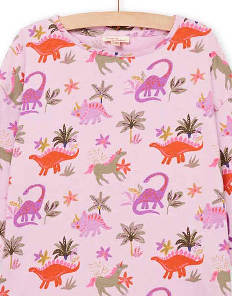 T-shirt manches longues à imprimé dinosaures rose PAKATEE / 22W901L2TMLH700