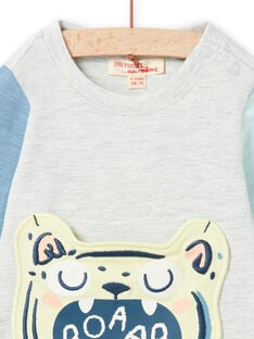 T-shirt gris chiné animation tigre bébé garçon NUMOTEE3 / 22SG10N1TMLJ920