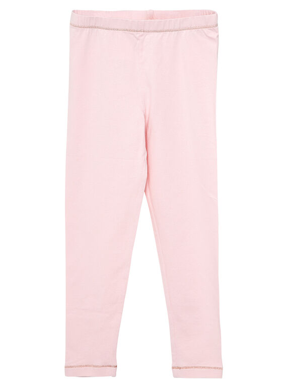 Legging uni rose pâle enfant fille JYAJOSLEG2 / 20SI0154D26307
