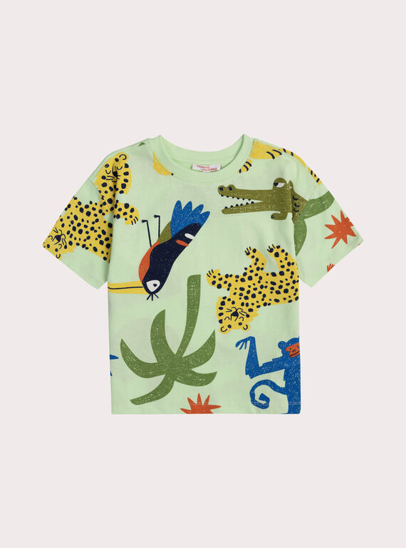 T-shirt vert imprimé animalier  WOLITI1 / 25S902T3TMC602