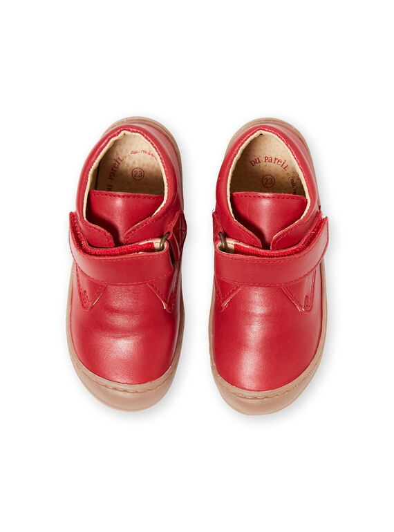 Bottillon flexible cuir rouge bébé garçon  GBGBOTIFLER / 19WK38I3D0F050
