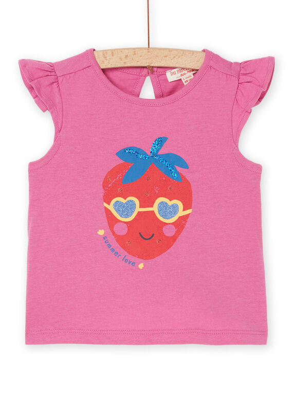 Débardeur rose à motif fraise RIPOPDEB / 23SG09X1DEBH709