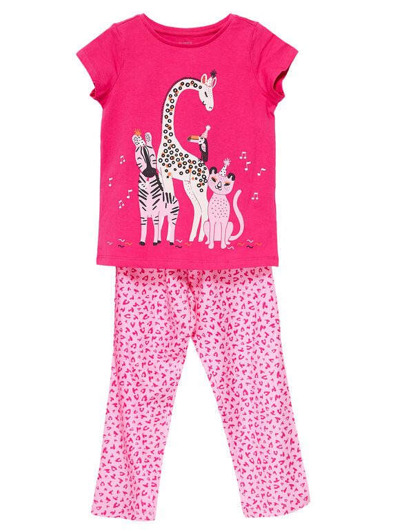 Pyjama en jersey rose enfant fille avec bas viscose JEFAPYJSAV / 20SH1123PYJF507