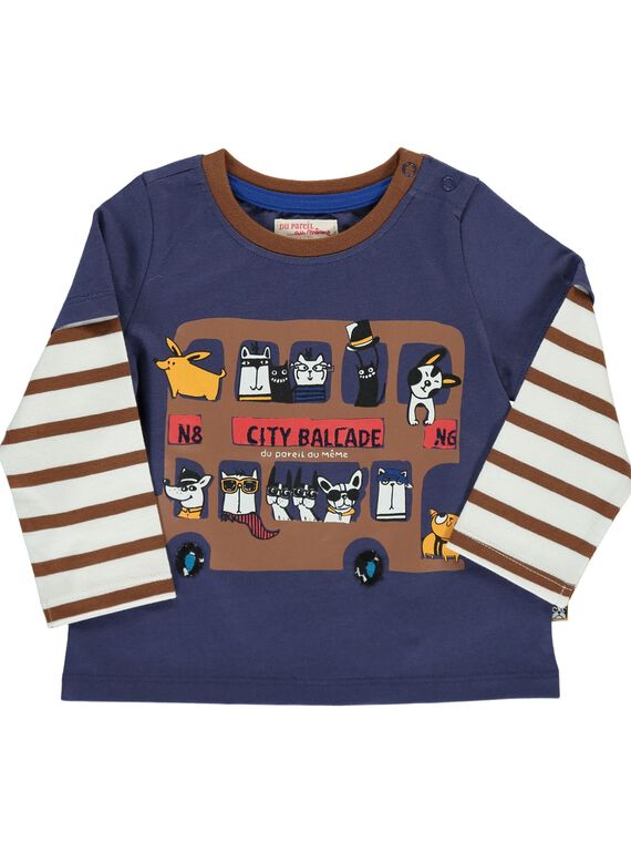 Tee-shirt manches longues effet 2 en 1 bébé garçon DUCHOTEE1 / 18WG10F1TML710