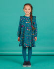 Robe bleu canard en twill imprimé fleuri enfant fille MATUROB1 / 21W901K2ROB714