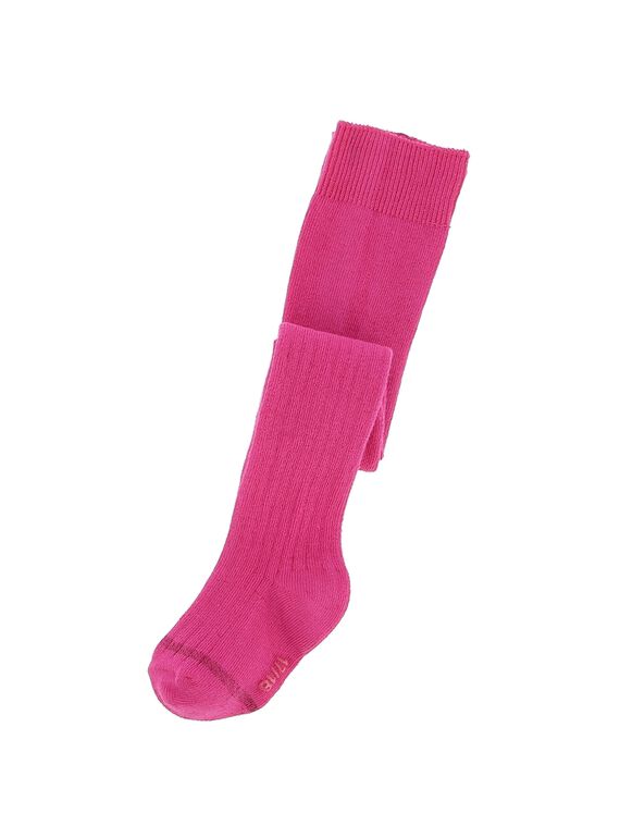 Collant côtelé rose bébé fille DYIJOCOL10 / 18WI09J5COL302