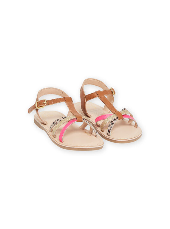 Sandales spartiates à bride imprimé léopard enfant fille NASANDPAULINE / 22KK354ID0E804
