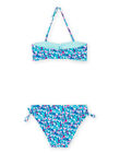 Haut de maillot de bain et culotte turquoise à imprimé fleuri RYABIK3 / 23SI01R4MAIC217